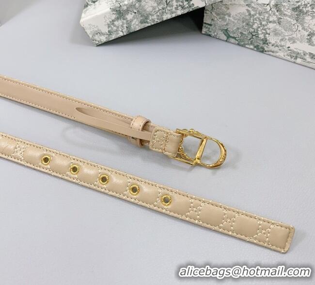 Top Quality Dior Oblique Leather Belt 2cm with Pearls CD Buckle 0108 Beige/Gold 2025