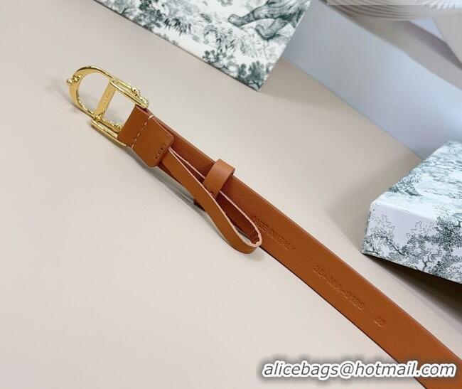 Promotional Dior Calfskin Leather Belt 2cm with Pearls CD Buckle 0108 Brown/Gold 2025