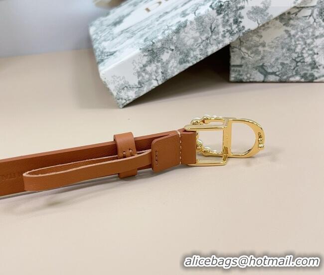 Promotional Dior Calfskin Leather Belt 2cm with Pearls CD Buckle 0108 Brown/Gold 2025