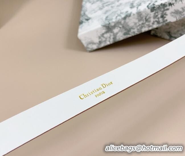 Well Crafted Dior Calfskin Leather Belt 2cm with Pearls CD Buckle 0108 Brown/White 2025