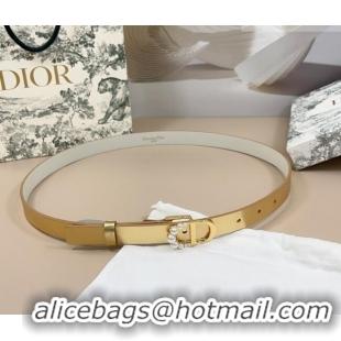 Famous Brand Dior Calfskin Leather Belt 2cm with Pearls CD Buckle 0108 Gold/White 2025