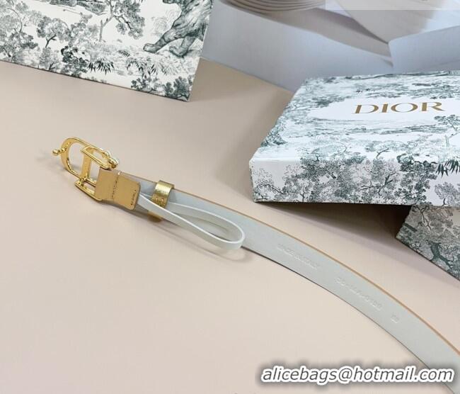 Famous Brand Dior Calfskin Leather Belt 2cm with Pearls CD Buckle 0108 Gold/White 2025
