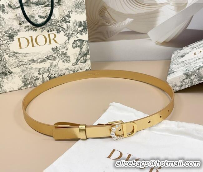New Design Dior Calfskin Leather Belt 2cm with Pearls CD Buckle 0108 Gold-Tone 2025
