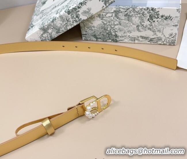 New Design Dior Calfskin Leather Belt 2cm with Pearls CD Buckle 0108 Gold-Tone 2025