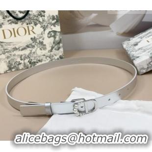 Shop Discount Dior Calfskin Leather Belt 2cm with Pearls CD Buckle 0108 Silver-Tone 2025