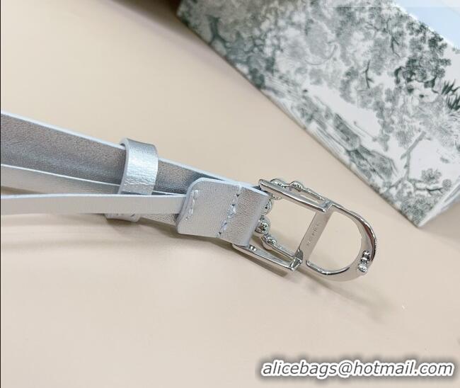 Shop Discount Dior Calfskin Leather Belt 2cm with Pearls CD Buckle 0108 Silver-Tone 2025