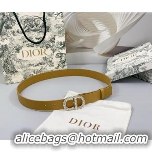 Traditional Specials Dior Calfskin Leather Belt 3cm with Strass CD Buckle 0108 Apricot 2025