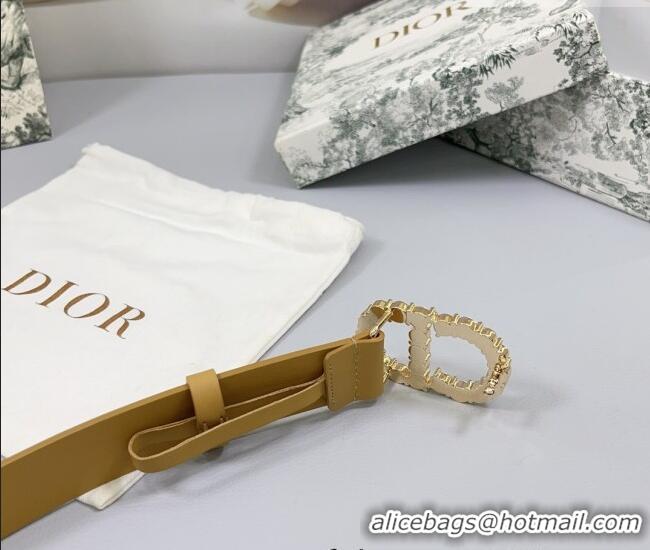 Traditional Specials Dior Calfskin Leather Belt 3cm with Strass CD Buckle 0108 Apricot 2025