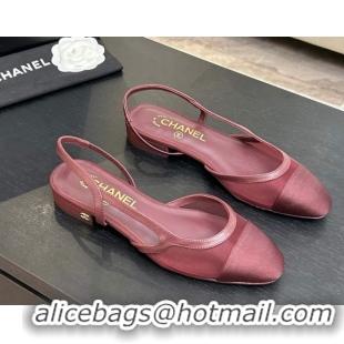 Pretty Style Chanel Mesh & Grosgrain Slingbacks Flat G31319 Burgundy 2026