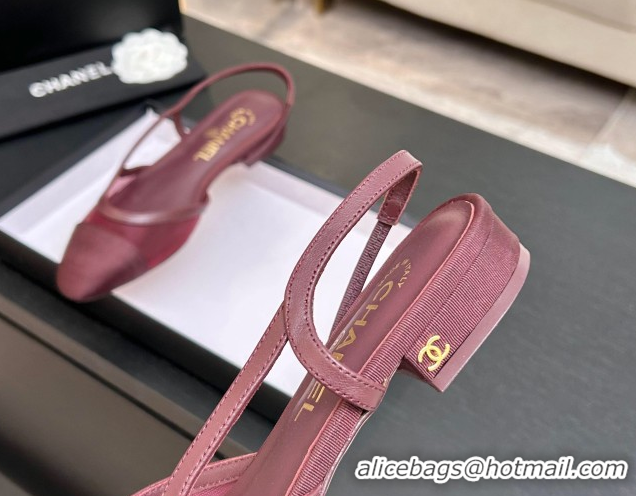 Pretty Style Chanel Mesh & Grosgrain Slingbacks Flat G31319 Burgundy 2026