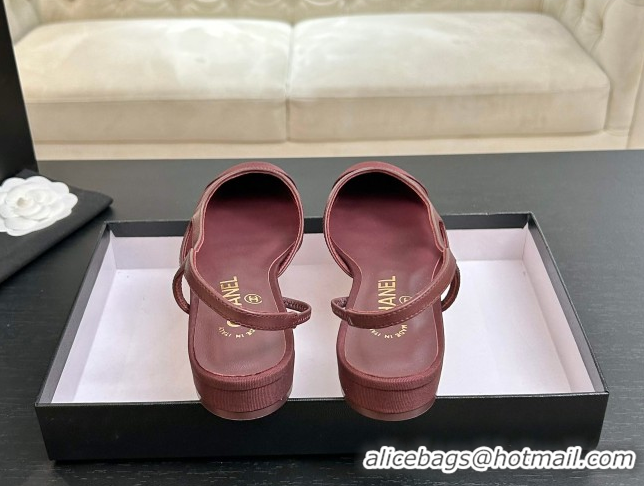 Pretty Style Chanel Mesh & Grosgrain Slingbacks Flat G31319 Burgundy 2026