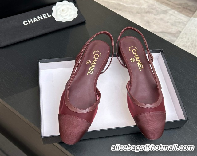 Pretty Style Chanel Mesh & Grosgrain Slingbacks Flat G31319 Burgundy 2026