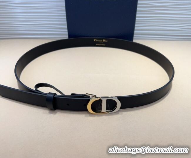 Promotional Dior Smooth Calfskin Belt 2.5cm with CD Buckle 0317 Black 2025