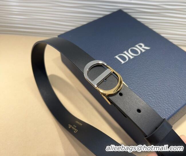 Promotional Dior Smooth Calfskin Belt 2.5cm with CD Buckle 0317 Black 2025