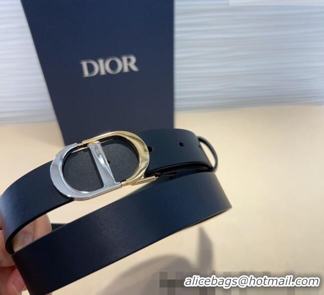 Promotional Dior Smooth Calfskin Belt 2.5cm with CD Buckle 0317 Black 2025