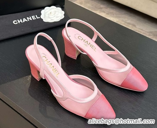 Durable Chanel Mesh & Grosgrain Slingbacks Pump 6.5cm G31318 Pink2 2026