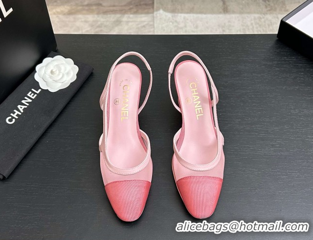 Durable Chanel Mesh & Grosgrain Slingbacks Pump 6.5cm G31318 Pink2 2026