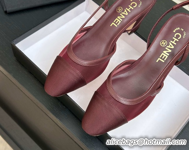 Most Popular Chanel Mesh & Grosgrain Slingbacks Pump 6.5cm G31318 Burgundy 2026