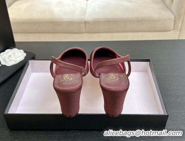 Most Popular Chanel Mesh & Grosgrain Slingbacks Pump 6.5cm G31318 Burgundy 2026