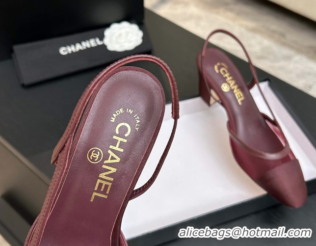 Most Popular Chanel Mesh & Grosgrain Slingbacks Pump 6.5cm G31318 Burgundy 2026
