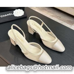 Good Looking Chanel Mesh & Grosgrain Slingbacks Pump 6.5cm G31318 Ivory 2026