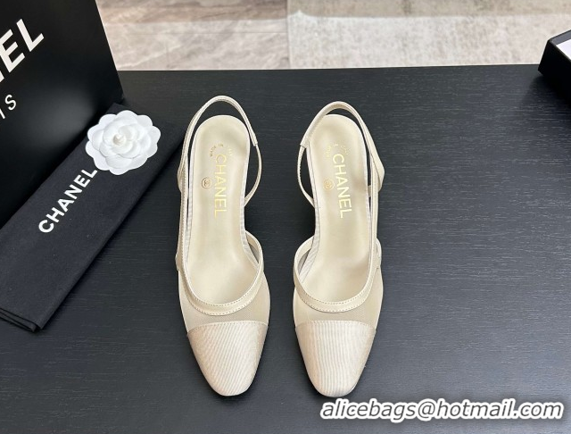Good Looking Chanel Mesh & Grosgrain Slingbacks Pump 6.5cm G31318 Ivory 2026