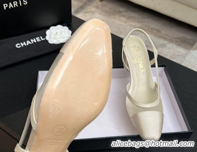Good Looking Chanel Mesh & Grosgrain Slingbacks Pump 6.5cm G31318 Ivory 2026