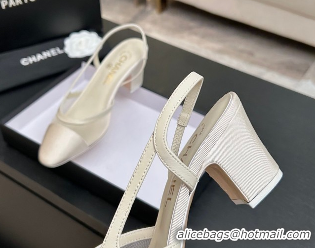 Good Looking Chanel Mesh & Grosgrain Slingbacks Pump 6.5cm G31318 Ivory 2026