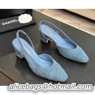 Duplicate Chanel Blue Denim Slingbacks Pump 6.5cm G31318 2026