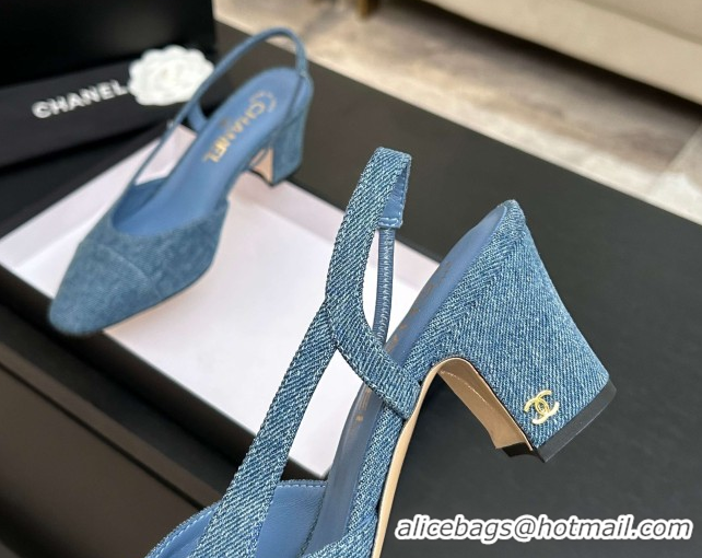 Duplicate Chanel Blue Denim Slingbacks Pump 6.5cm G31318 2026