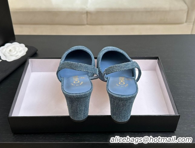 Duplicate Chanel Blue Denim Slingbacks Pump 6.5cm G31318 2026