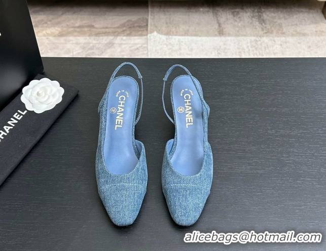 Duplicate Chanel Blue Denim Slingbacks Pump 6.5cm G31318 2026