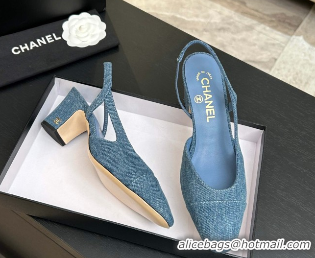 Duplicate Chanel Blue Denim Slingbacks Pump 6.5cm G31318 2026
