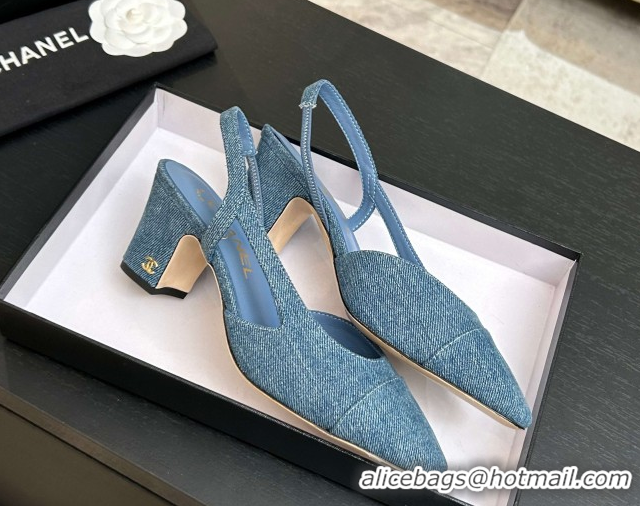 Duplicate Chanel Blue Denim Slingbacks Pump 6.5cm G31318 2026