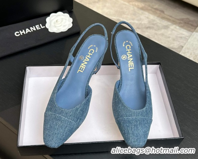 Duplicate Chanel Blue Denim Slingbacks Pump 6.5cm G31318 2026