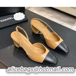 Grade Quality Chanel Lambskin Leather Slingbacks Pump 6.5cm G31318 Beige/Black 2026