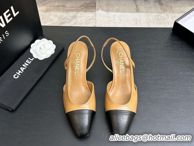 Grade Quality Chanel Lambskin Leather Slingbacks Pump 6.5cm G31318 Beige/Black 2026