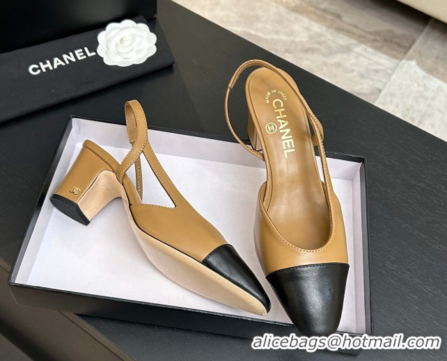 Grade Quality Chanel Lambskin Leather Slingbacks Pump 6.5cm G31318 Beige/Black 2026