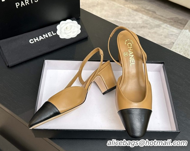 Grade Quality Chanel Lambskin Leather Slingbacks Pump 6.5cm G31318 Beige/Black 2026