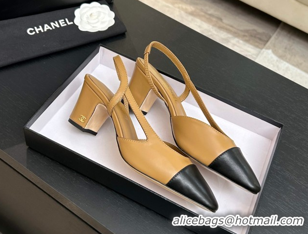 Grade Quality Chanel Lambskin Leather Slingbacks Pump 6.5cm G31318 Beige/Black 2026