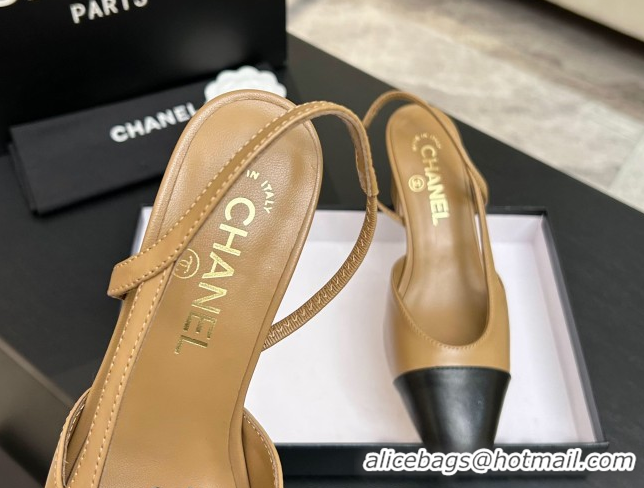 Grade Quality Chanel Lambskin Leather Slingbacks Pump 6.5cm G31318 Beige/Black 2026
