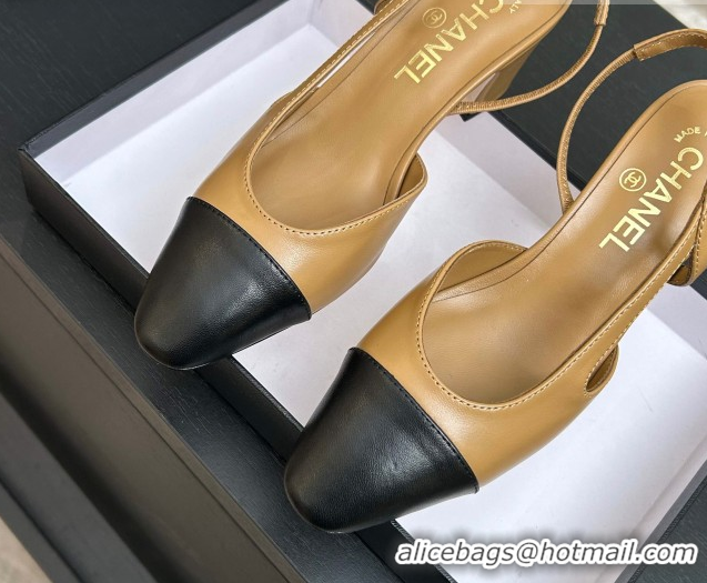 Grade Quality Chanel Lambskin Leather Slingbacks Pump 6.5cm G31318 Beige/Black 2026