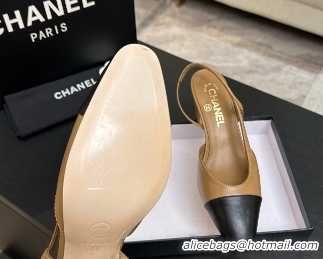 Grade Quality Chanel Lambskin Leather Slingbacks Pump 6.5cm G31318 Beige/Black 2026