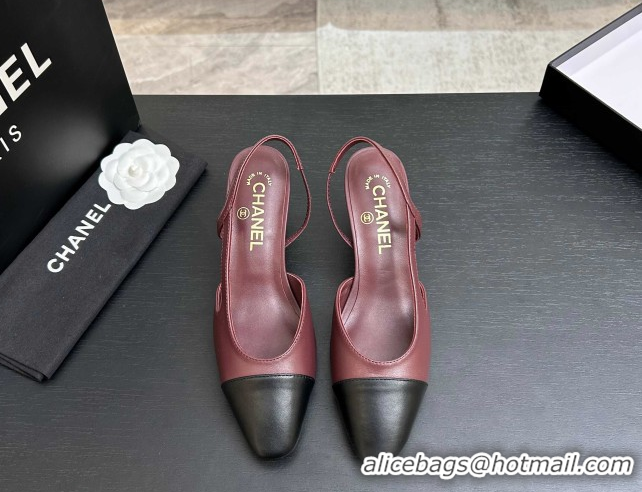 Perfect Chanel Lambskin Leather Slingbacks Pump 6.5cm G31318 Burgundy/Black 2026