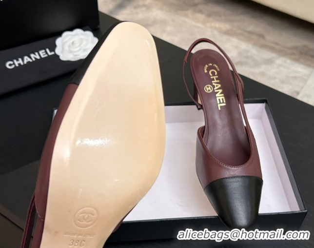 Perfect Chanel Lambskin Leather Slingbacks Pump 6.5cm G31318 Burgundy/Black 2026