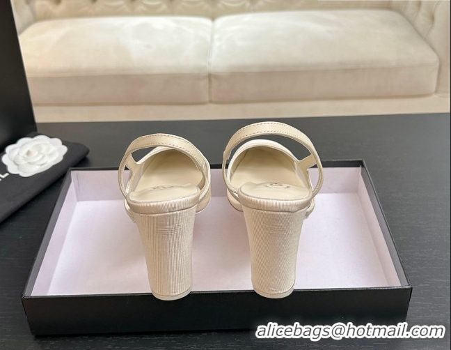 Good Quality Chanel Mesh & Grosgrain Slingbacks Pump 9cm G45509 Ivory 2026