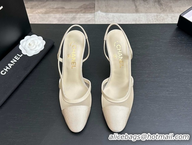 Good Quality Chanel Mesh & Grosgrain Slingbacks Pump 9cm G45509 Ivory 2026
