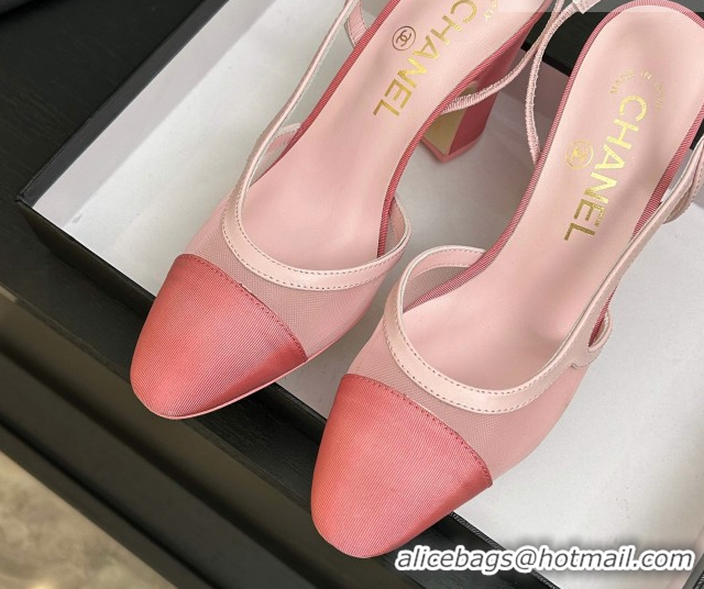 Best Price Chanel Mesh & Grosgrain Slingbacks Pump 9cm G45509 Pink2 2026