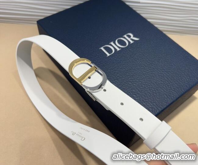 Unique Discount Dior Smooth Calfskin Belt 2.5cm with CD Buckle 0317 White 2025