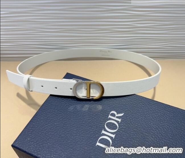 Unique Discount Dior Smooth Calfskin Belt 2.5cm with CD Buckle 0317 White 2025